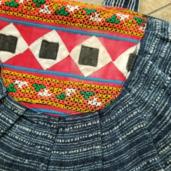 Vintage indigo fabric pattern patchwork handbag - Picture 4 of 8